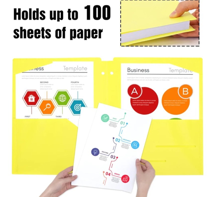 (24) Folders w/ Pockets, 3 Hole Punched Plastic Pocket Folder, Gemstone