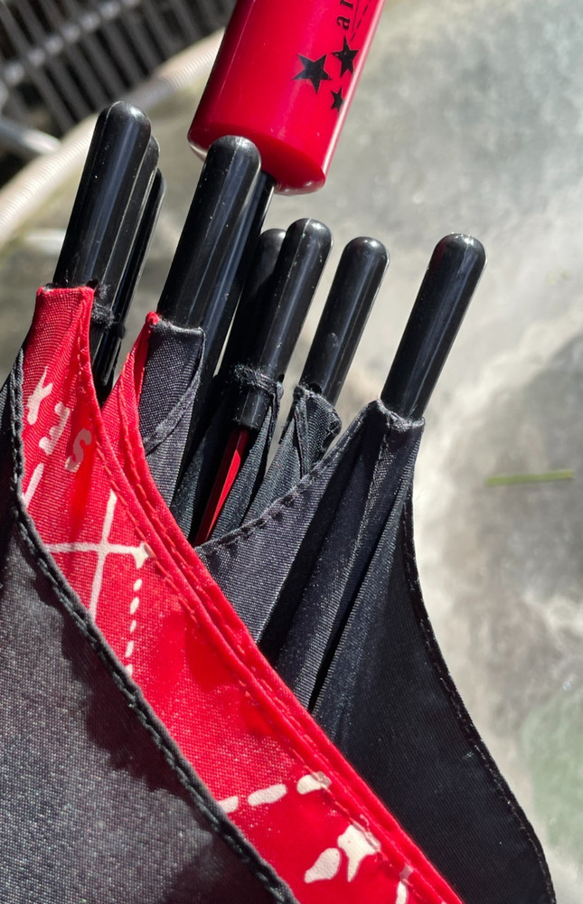 Aramis Signed Red & Black Umbrella 100% Nylon