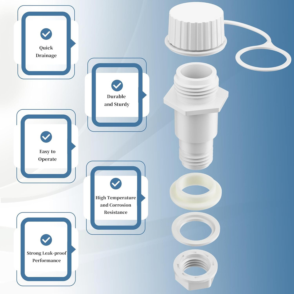 Threaded Drain Plug with Plastic Tethered Cap for CoolerCompatible with Igloo 5