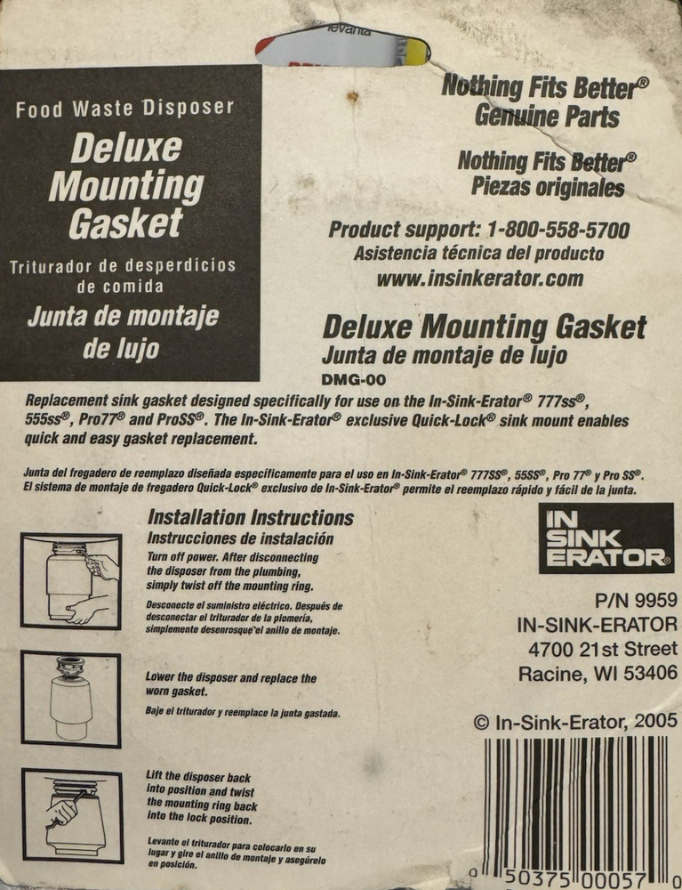 Insinkerator Deluxe Disposal Splash Guard Mounting Gasket - 9959