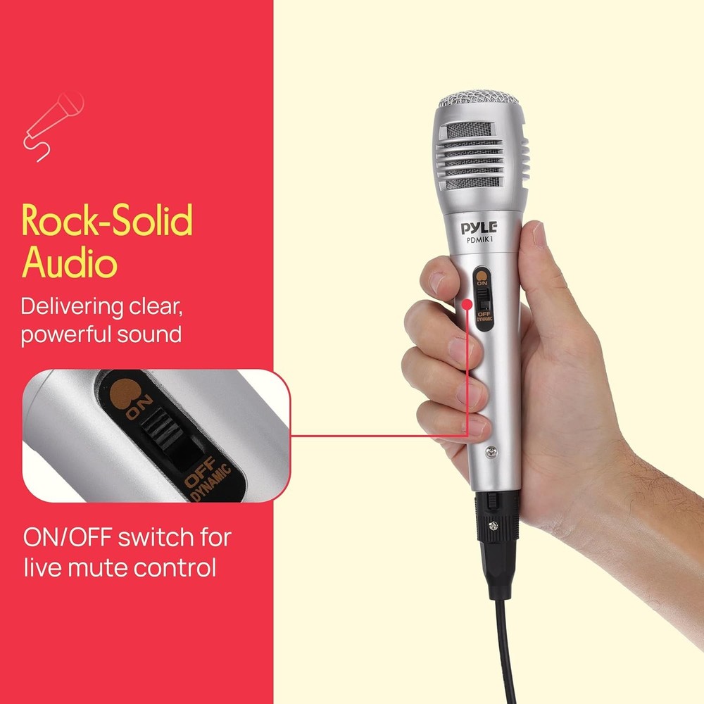 Pyle Wired Dynamic Microphone, Uni-Directional, Handheld Mic with Pop...