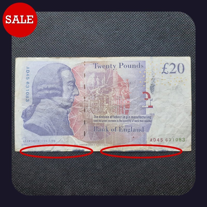 [BANKNOTES] ERROR Bank of England £20 Print Error Note
