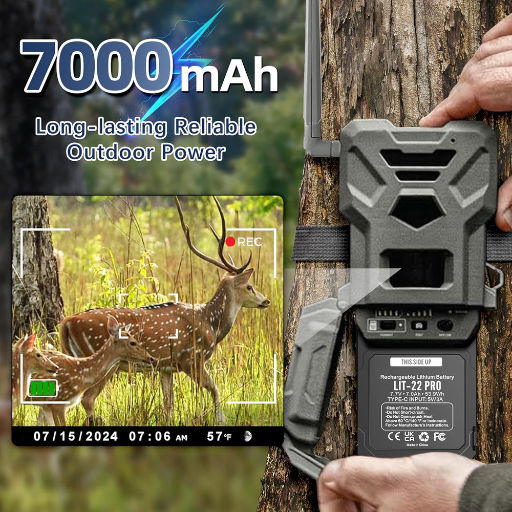 2 Pack LIT-22 7000mAh Battery for SPYPOINT Flex-M Flex-Plus Flex-S Trail Camera