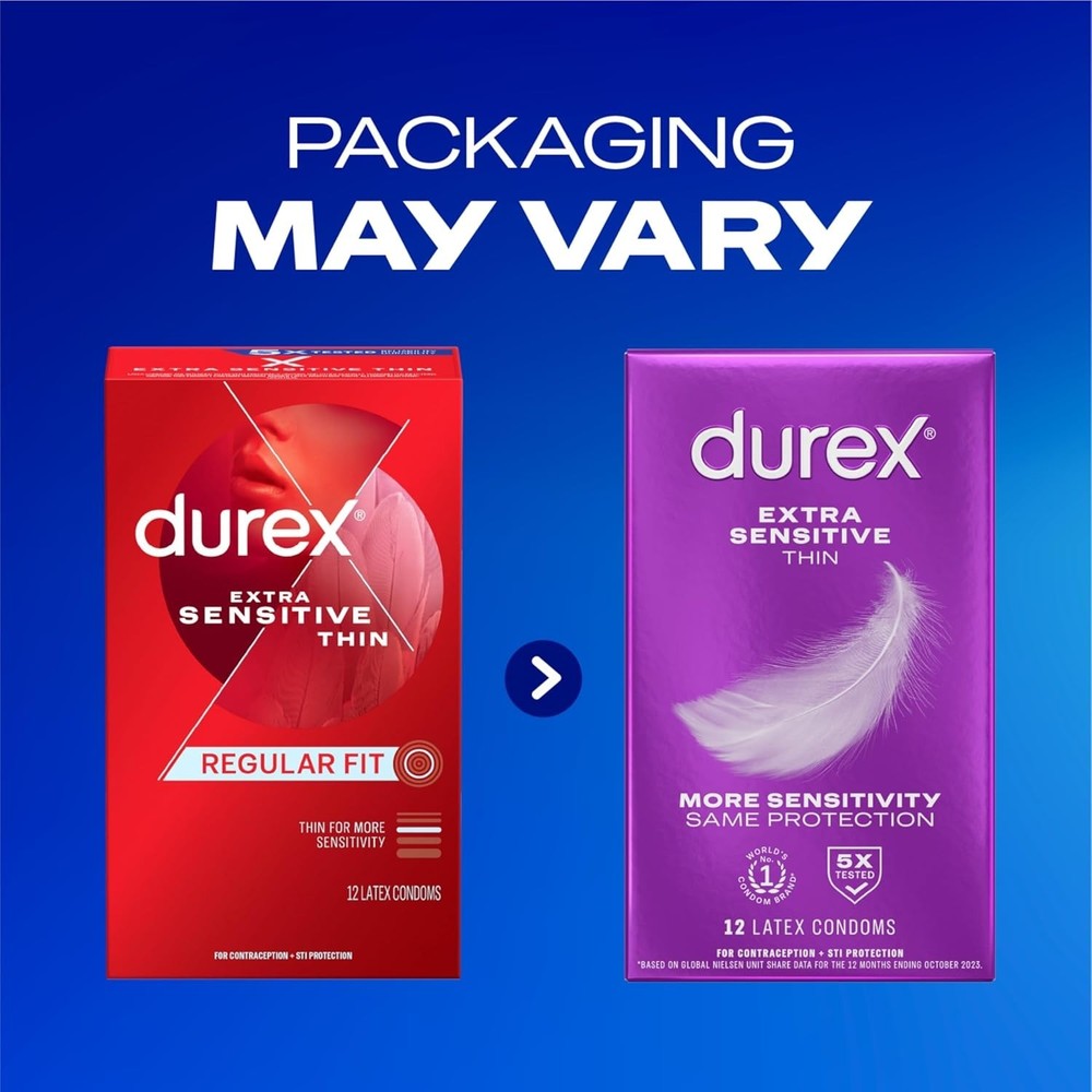 Durex Extra Sensitive Lubricated Ultra Thin Premium Condoms 12 Count