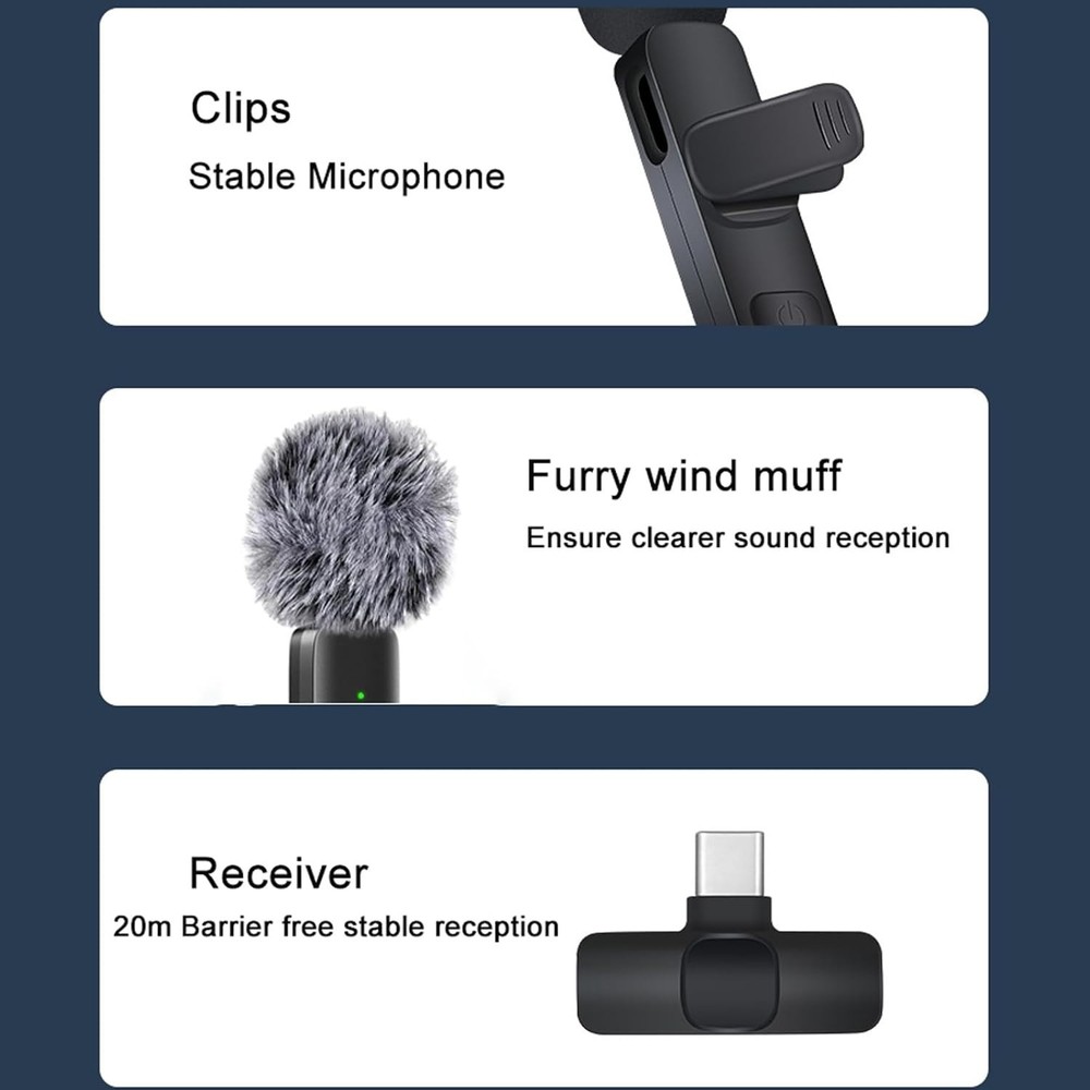 Professional Wireless Lavalier Microphone for iPhone, iPad, Android Phone, Mini