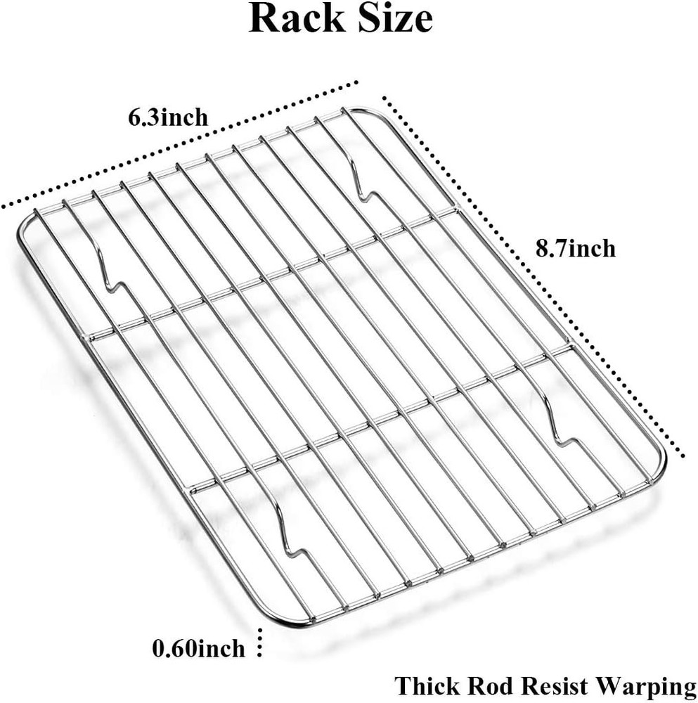 Wildone Baking Sheet with Rack Set [2 Sheets + 2 9 x 7 x 1 inch, Silver
