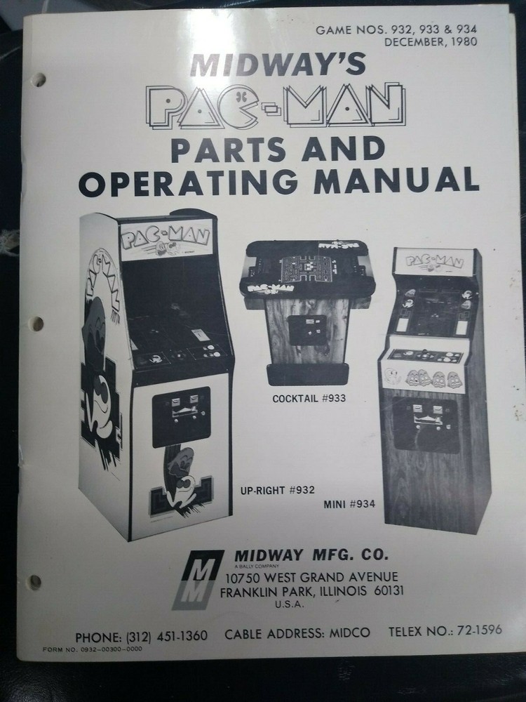 Pac-Man Parts and Operating Manual - Midway #4