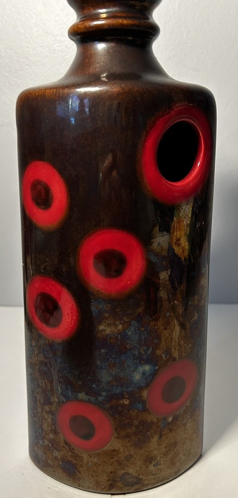 Large Decorative Ceramic Vase Modern Abstract Art Glass Hematite 2 Openings