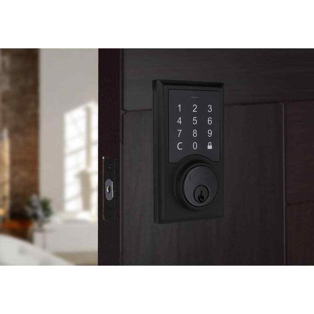 Defiant Square Matte Black Electronic Single Cylinder Touchpad Deadbolt