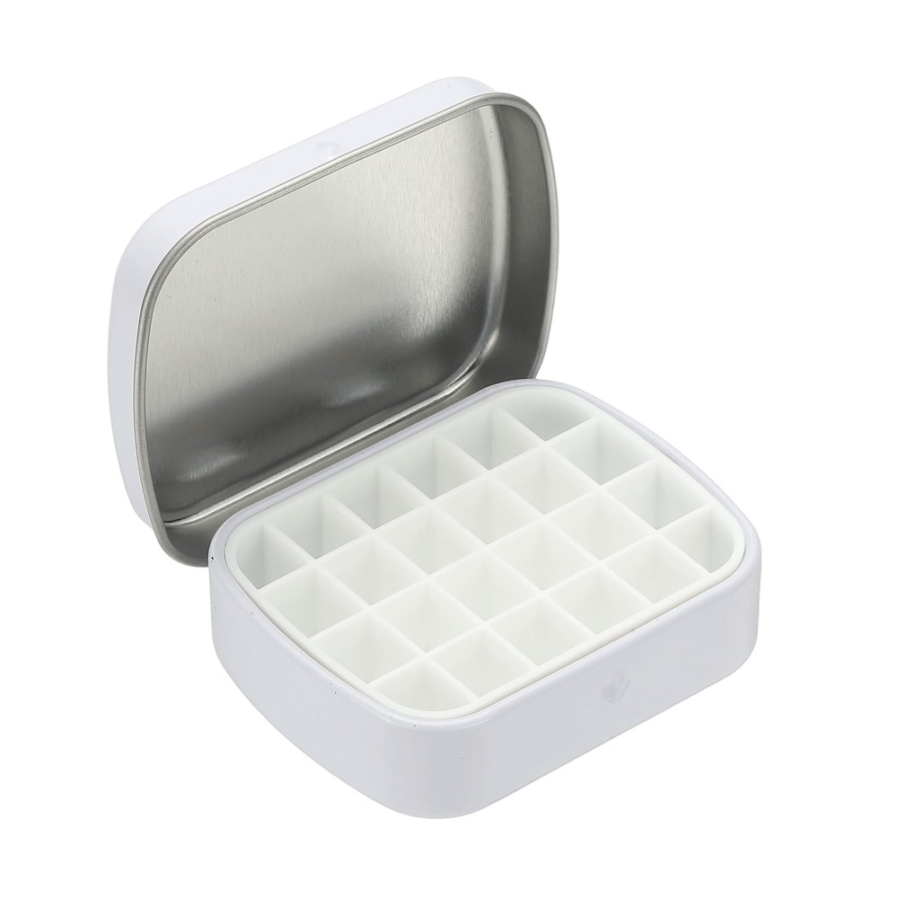 24 Wells Mini Paint Storage Box, Mini Watercolor Box, White
