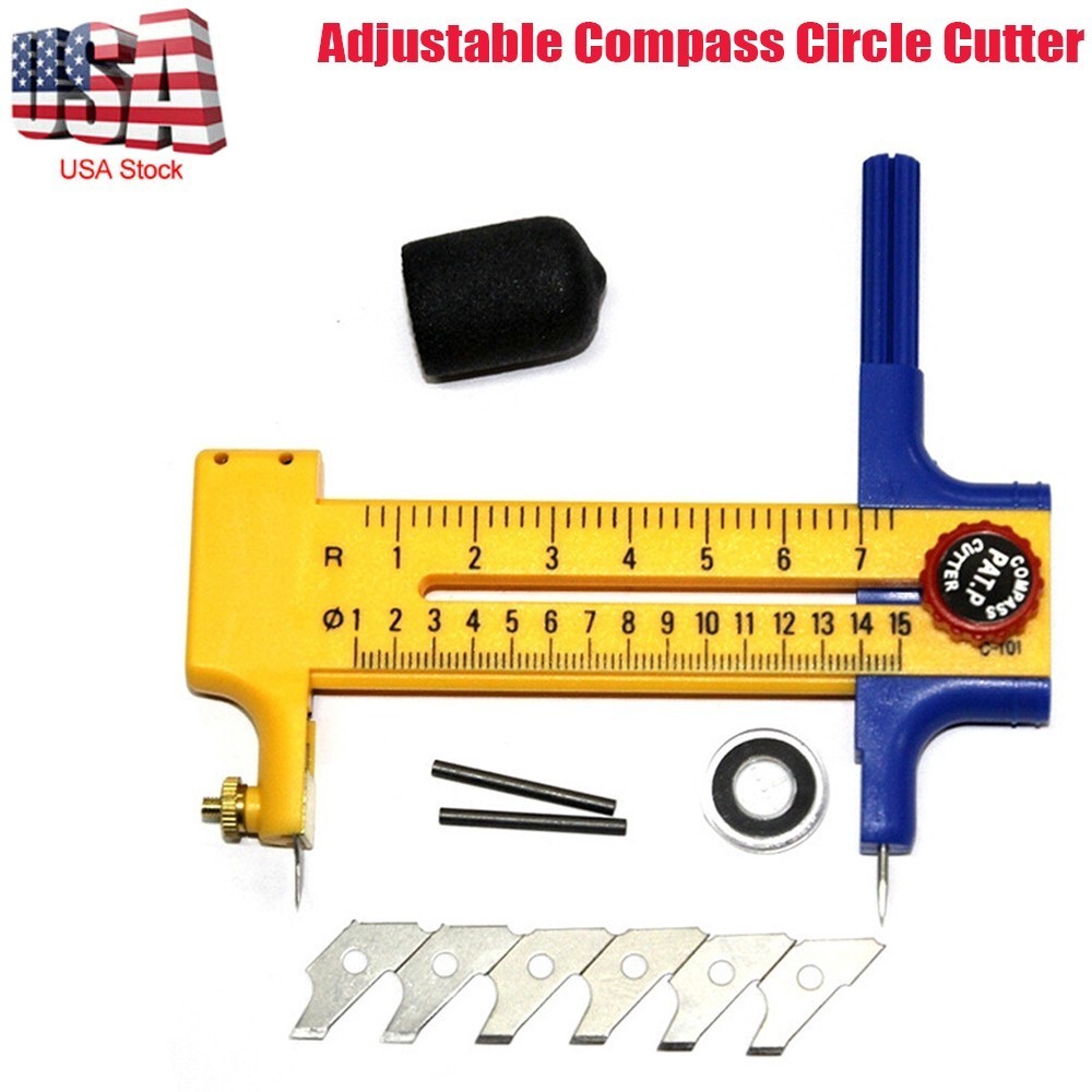 Dia 10mm-150mm Compass Circle Cutter Rubber Paper Cut Leather Tool Adjustable