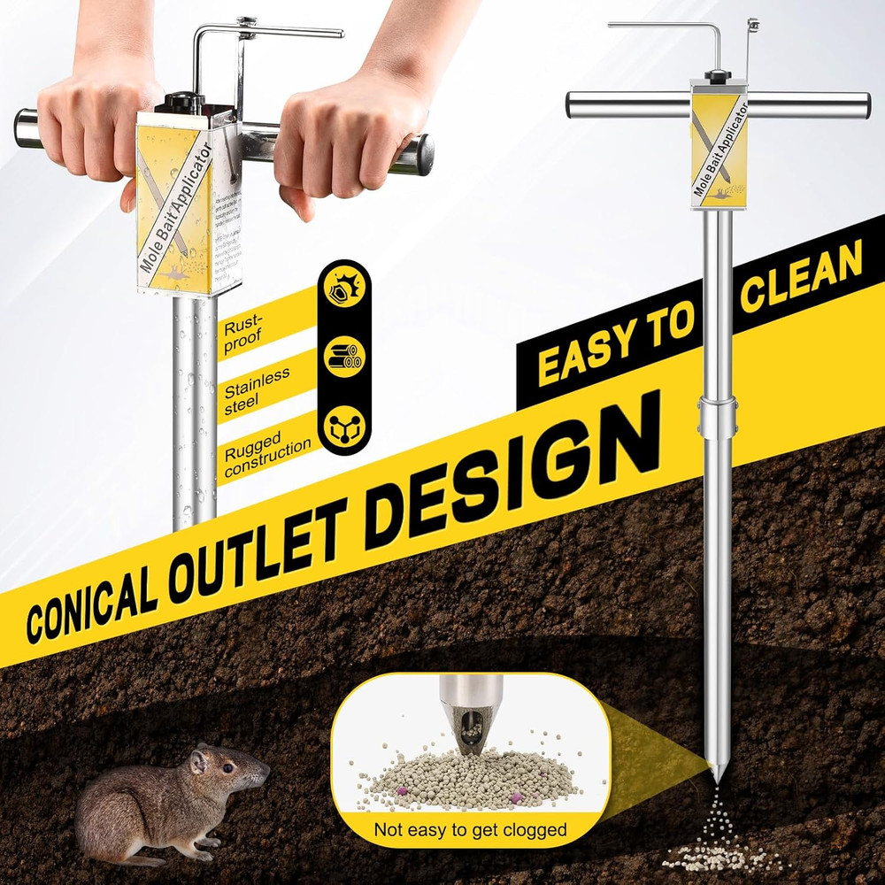 Gopher & Mole Bait Applicator, Stainless Steel Gopher/Mole/Vole Killer, Durable