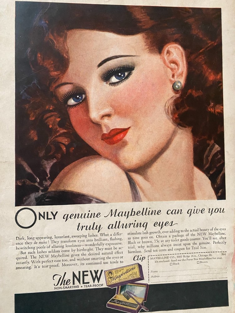 Maybelline Cosmetics, Full Page Vintage Print Ad, aa