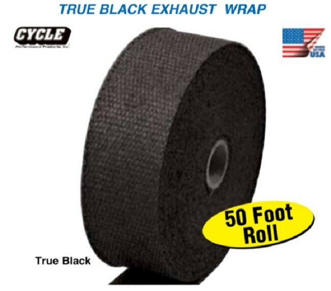 Black 2" Exhaust Header Head Pipe Insulation Wrap 50' Roll For Harley 95189