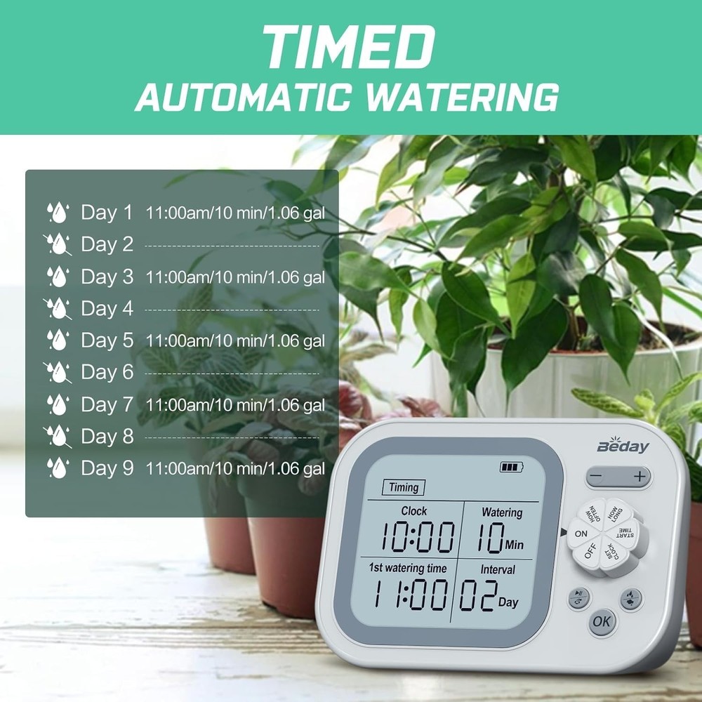 Programmable Indoor Plant Watering System with Humidity Detection - 33ft Hose