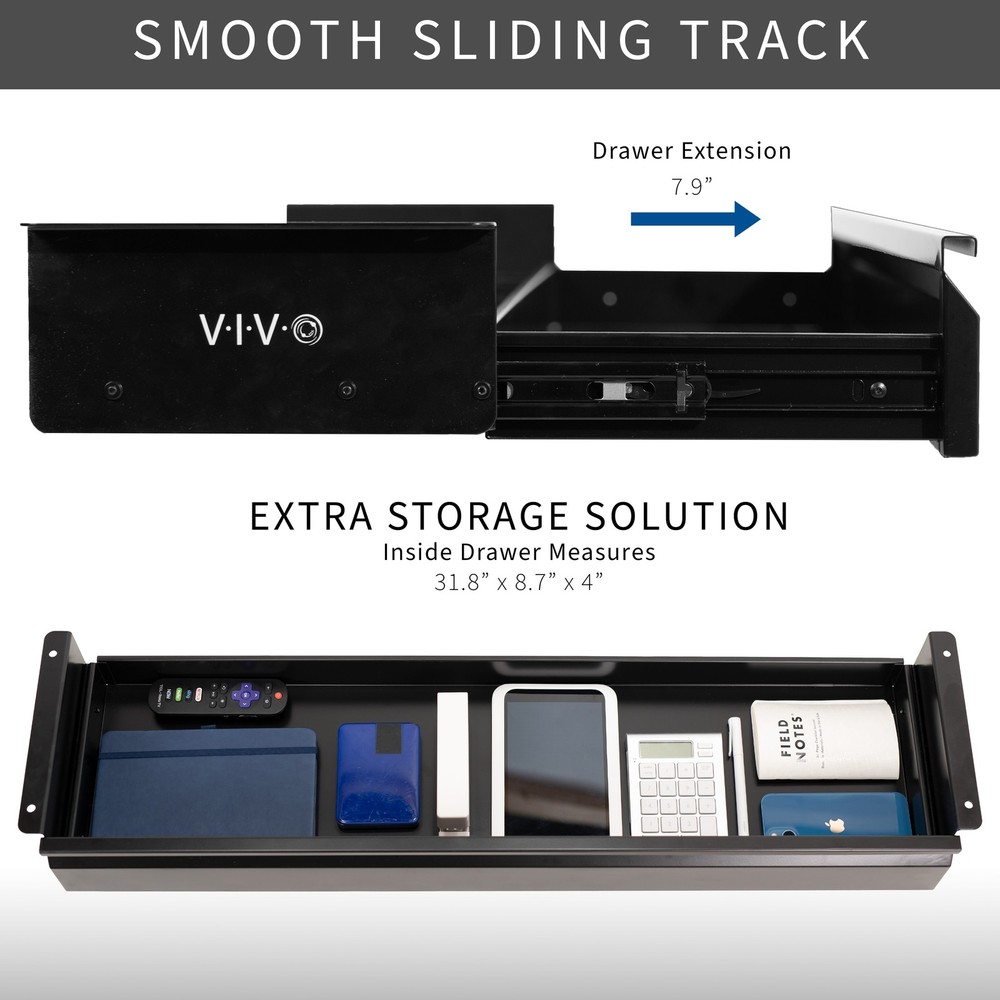 VIVO Black Space Saving 33" Pull Out Under Desk Storage Drawer without Shell