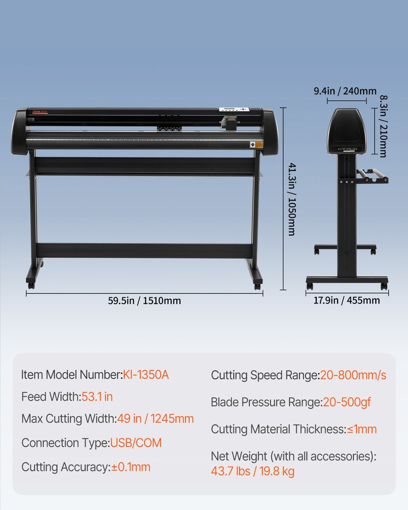VEVOR 53" Vinyl Cutter/Plotter Sign Cutting Machine Software 3 Blades LCD Screen