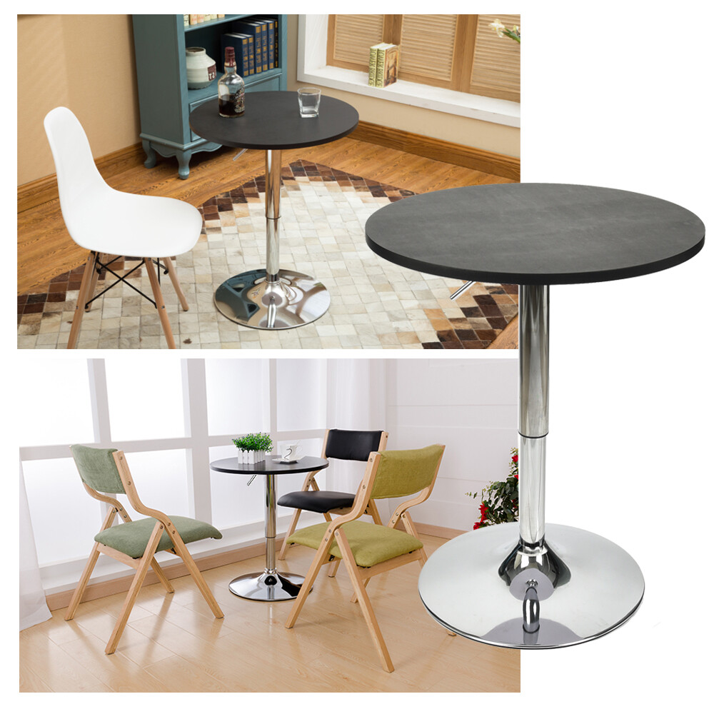 Modern Pub Table with Adjustable Height, 360° Swivel, MDF Round Top, Bistro Cafe