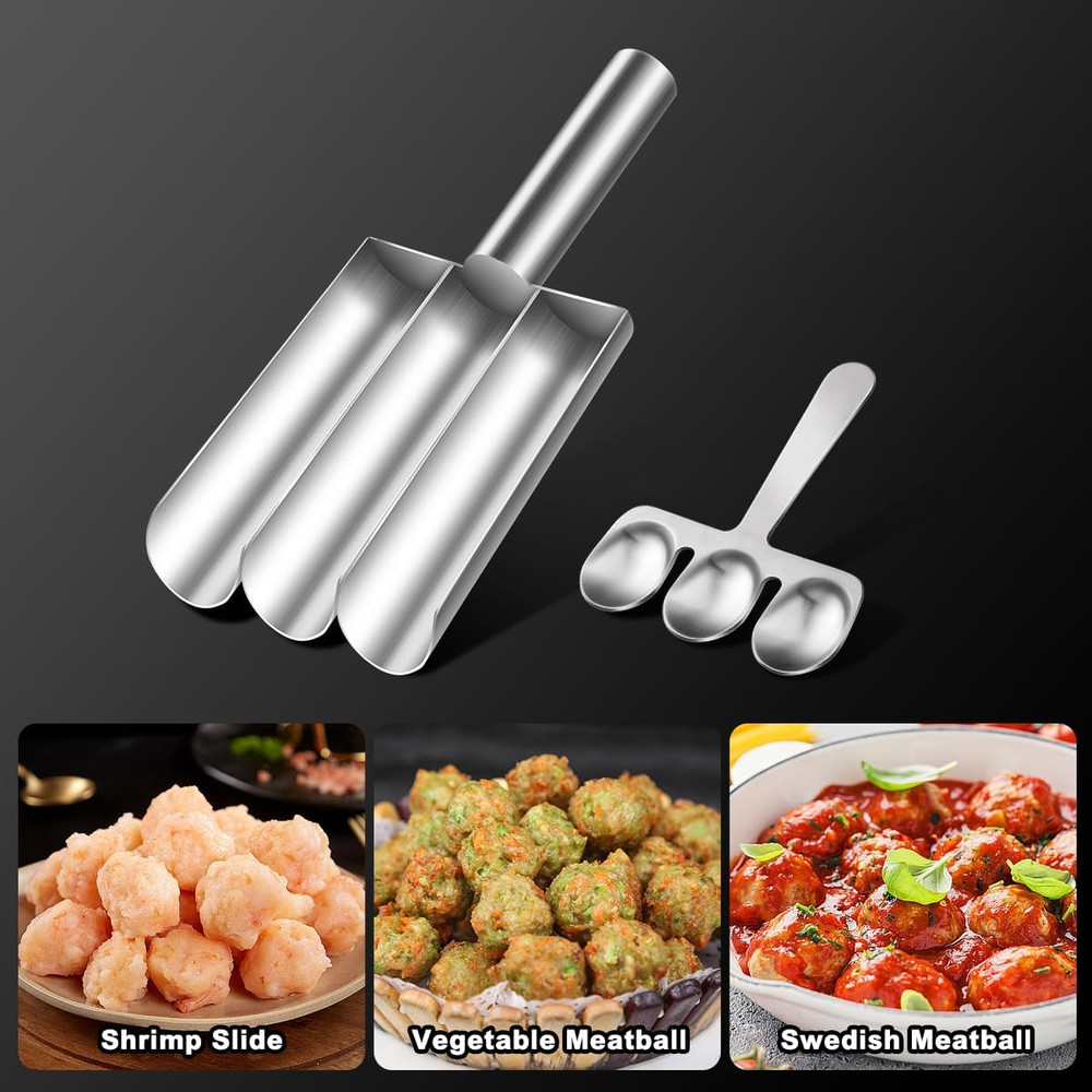 Stainless Steel Meatball Maker - Creative Kitchen Triple Meatball Maker