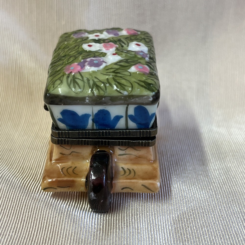 Flower Wheelbarrow Hinged Trinket Keepsake Box