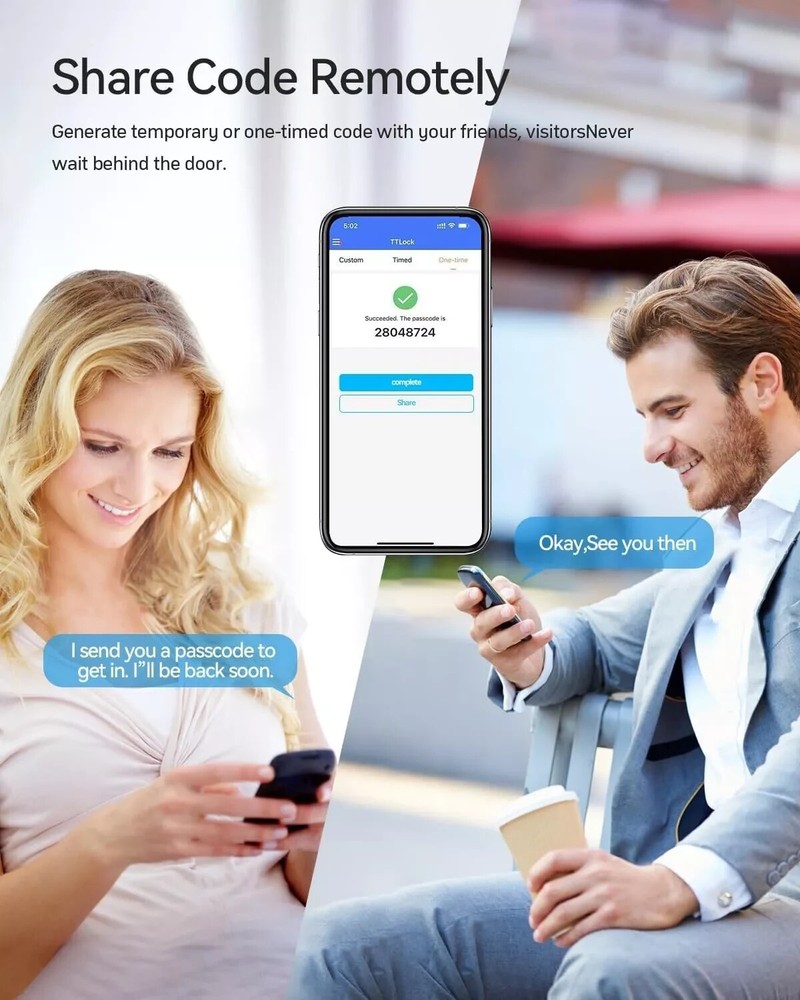 Smart Door Lock Fingerprint Keyless Entry with Handle Bluetooth APP Biometric