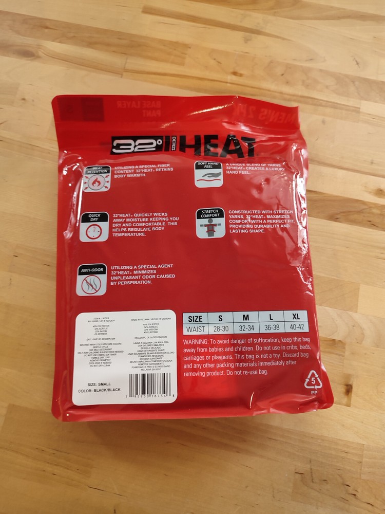 Men's 32 Degrees Heat Stretch Quick-Dry Soft Base Layer Pants 2 Pack Small