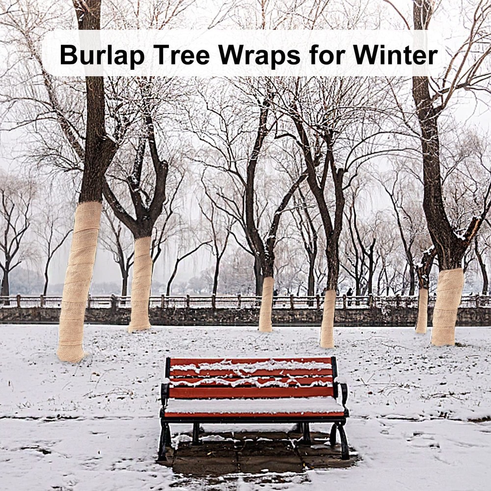 2 Rolls Burlap Tree Protector Wraps, 7.8" × 9.8' Winter Trunk 2PCS