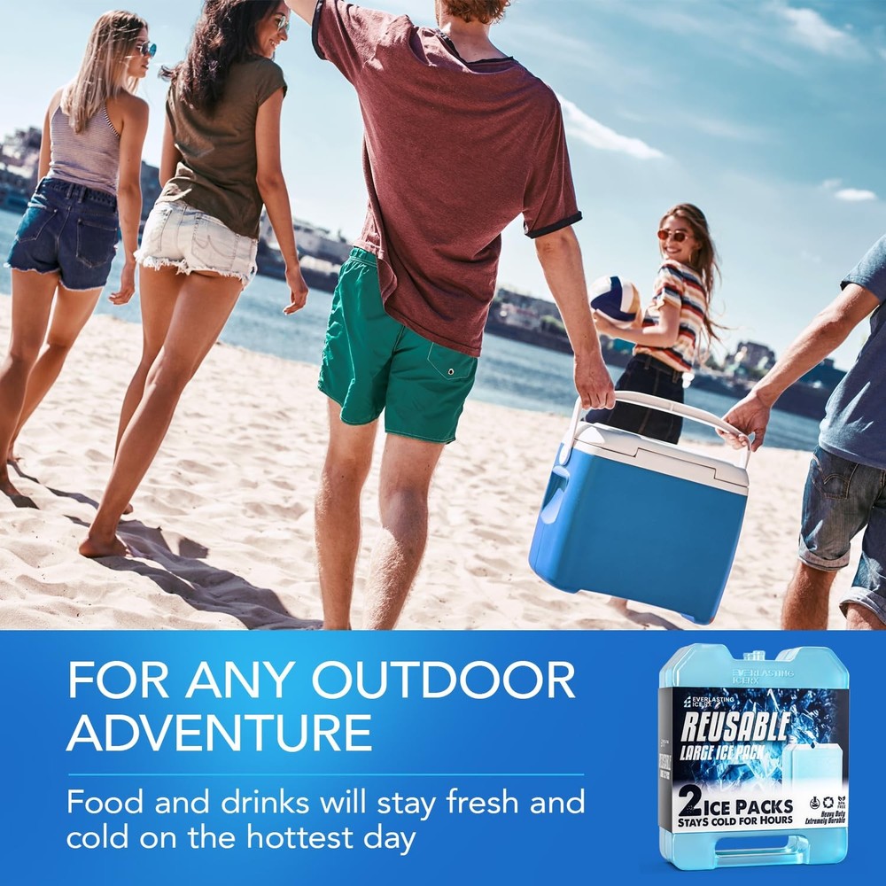 Large Reusable Ice Packs for Cooler with Handle 2 Pack Long Lasting Coolness
