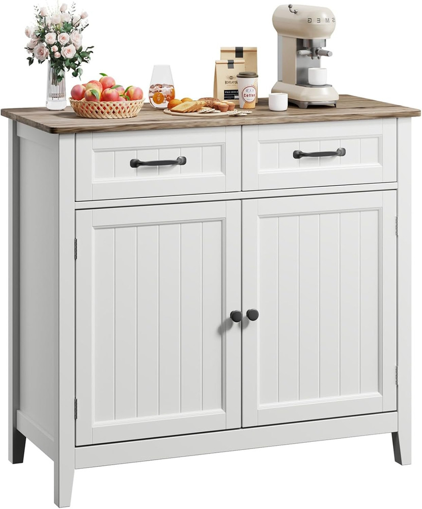 Kitchen Sideboard Buffet Cabinet, 32'' H Large Kitchen Storage Island and Adjust