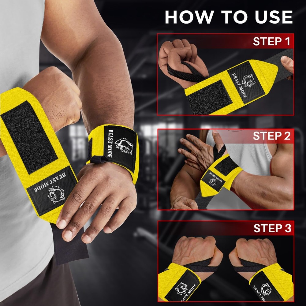 HeavyDuty Weightlifting Wrist Wraps with Thumb Loop for Powerlifting & Training