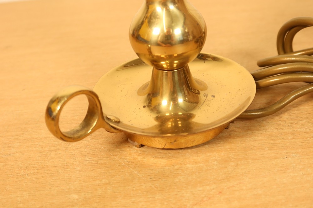 Vintage Solid Brass Chamberstick Candlestick Electric Table Lamp 8" Inch