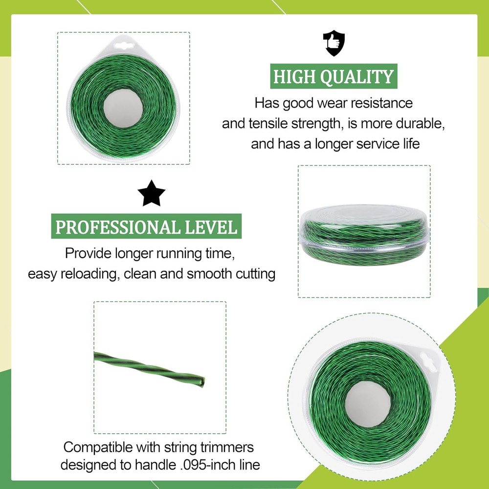 AL2470B String Trimmer Line for EGO Weed Wacker String 0.095 Premium Twist Line,