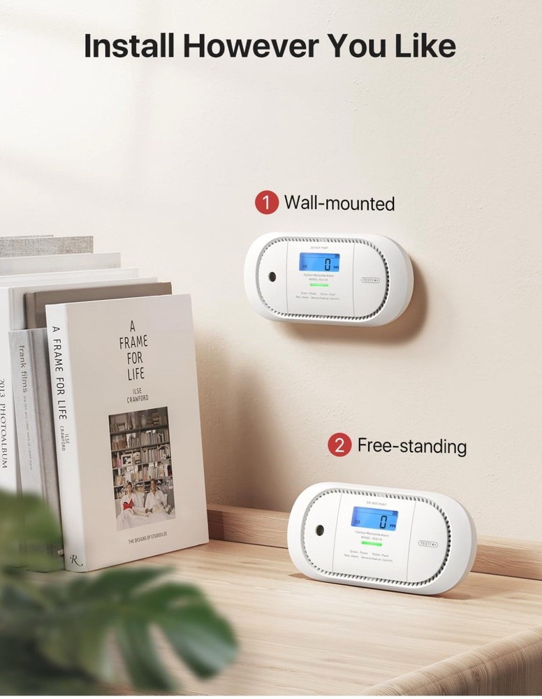 X-Sense CO Detector W/ Digital LCD Display Replace Battery