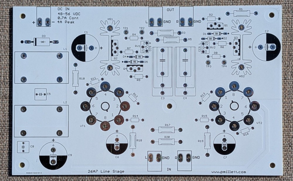 DIY PCB - Low-voltage 26A7 line stage from ETF.25 - Version 2 without connectors
