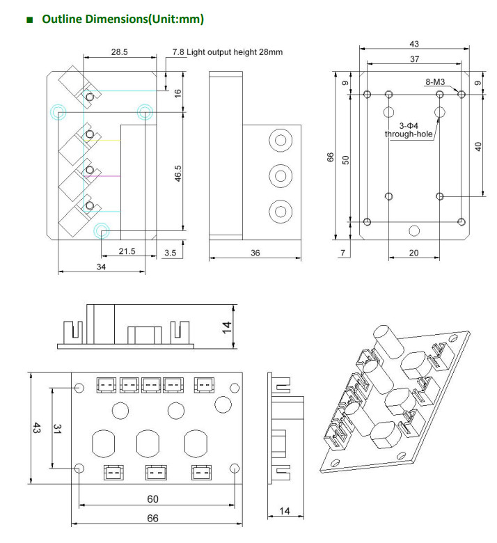 3W RGB Space Coupled Laser Module