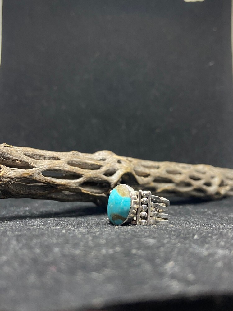 Native American Navajo timberline turquoise Sterling Silver Ring Size 7.5