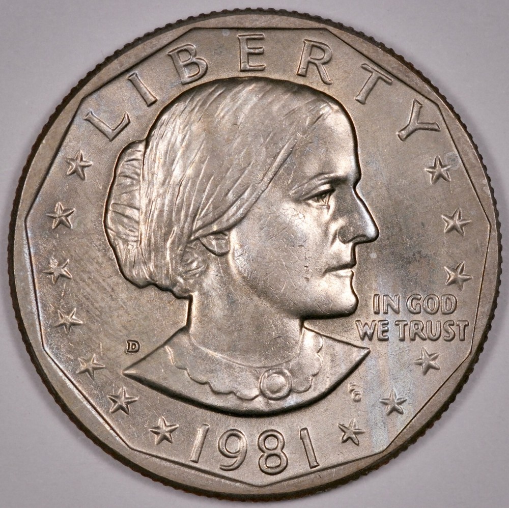$1 1981 D SBA, lightly toned, Uncirculated UNC (E124)