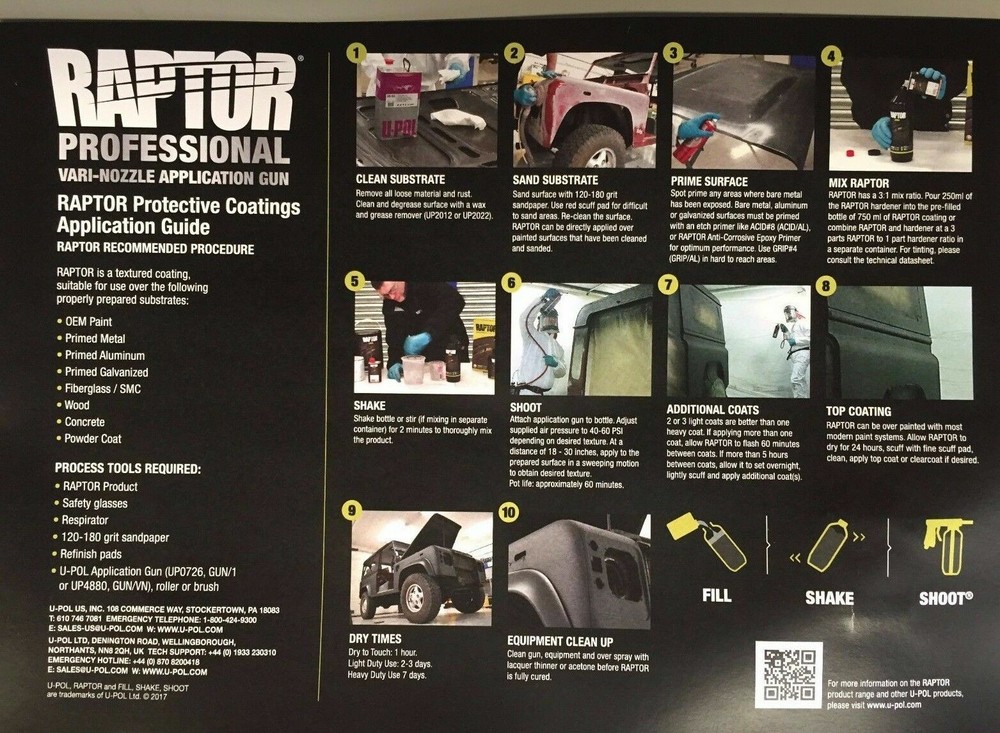Upol Raptor Bedliner Vari-Nozzle Spray Gun Variable Schultz application Gun