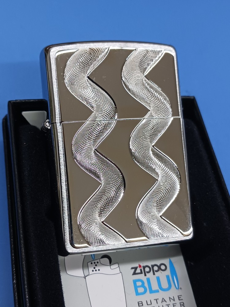 Zippo Double Twister Emblem Brushed Chrome 24871