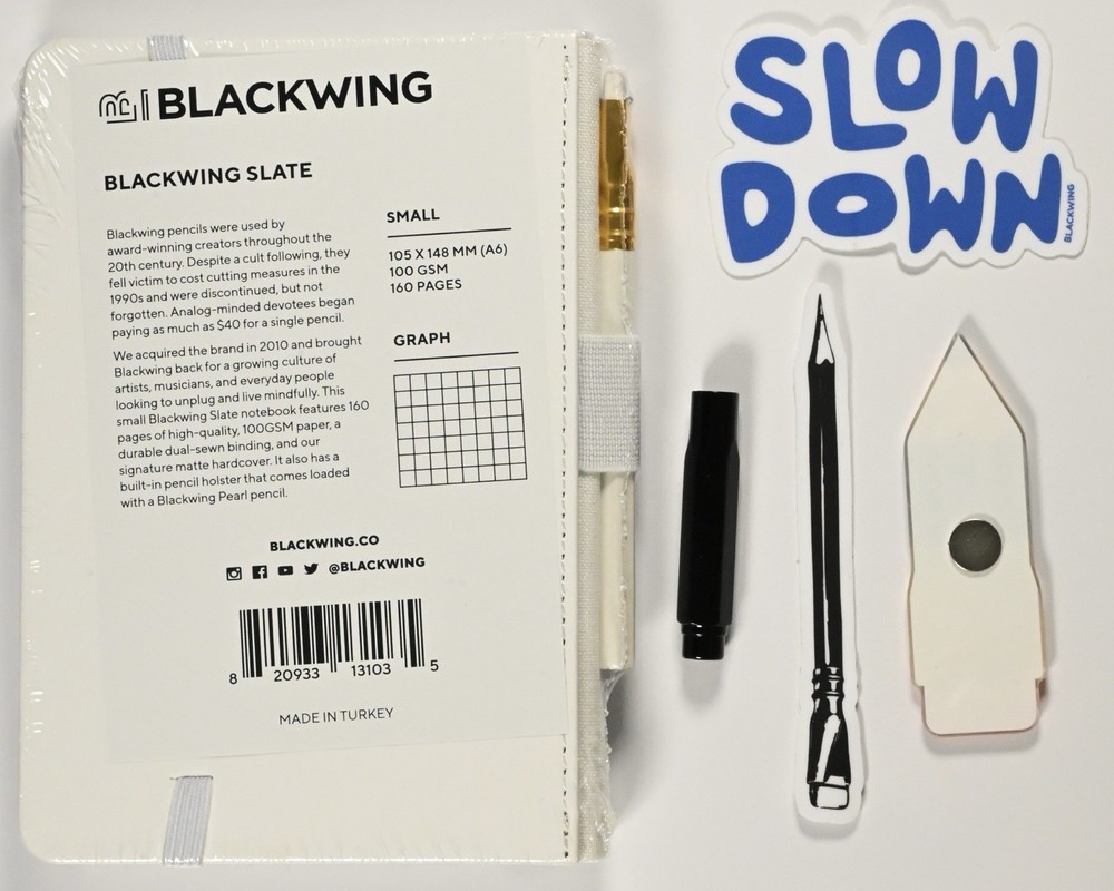 BLACKWING Slate Notebook White Small A6 Graph + Point Guard + Magnet + SLOW DOWN