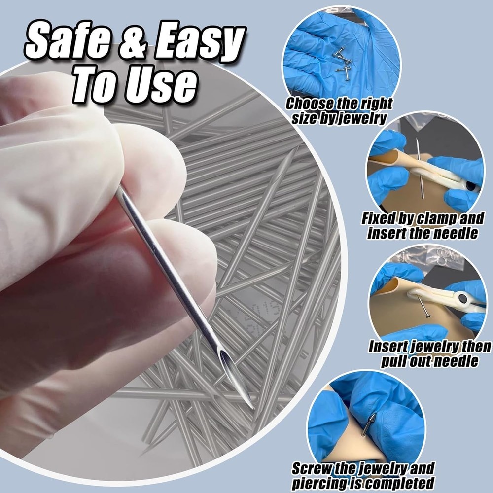 Body Piercing Tools Kit - 39pcs Needles Clamps with Nose