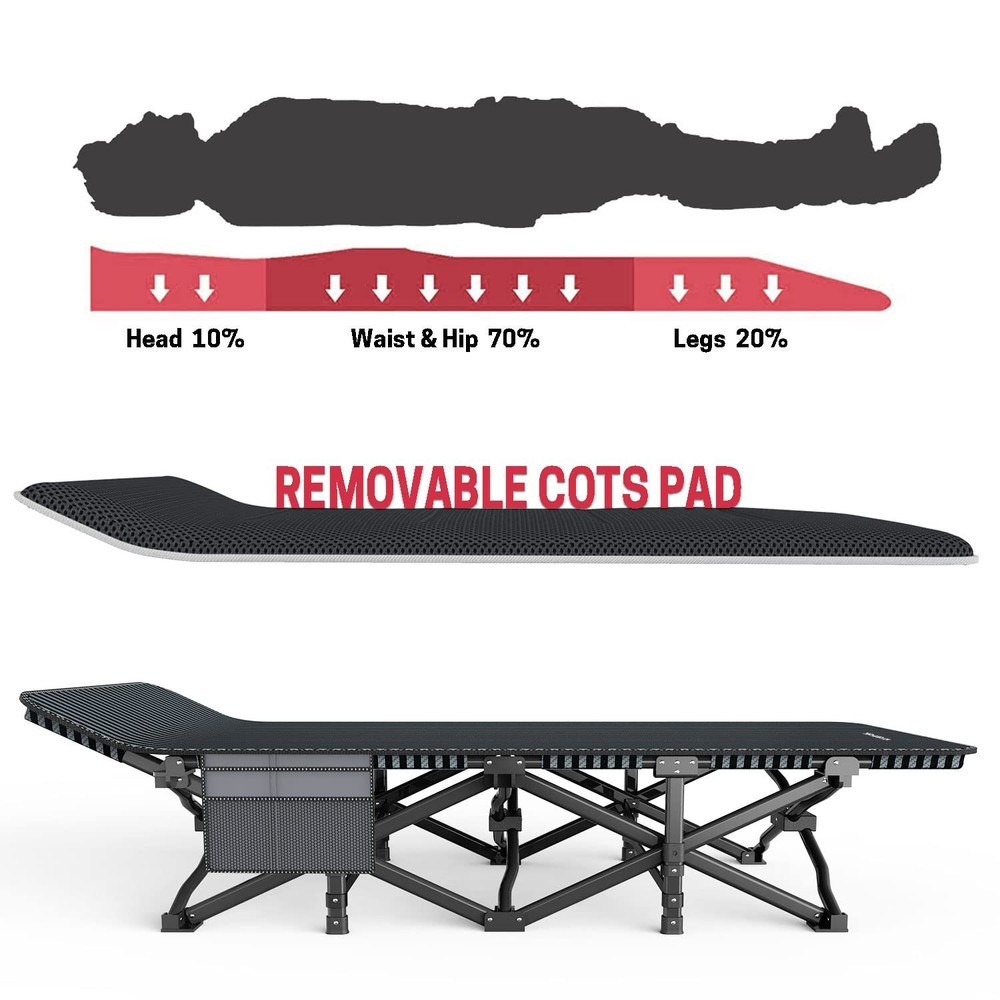 ATORPOK Camping Cot for Adults with Cushion Comfortable, Tent Folding Cot for...