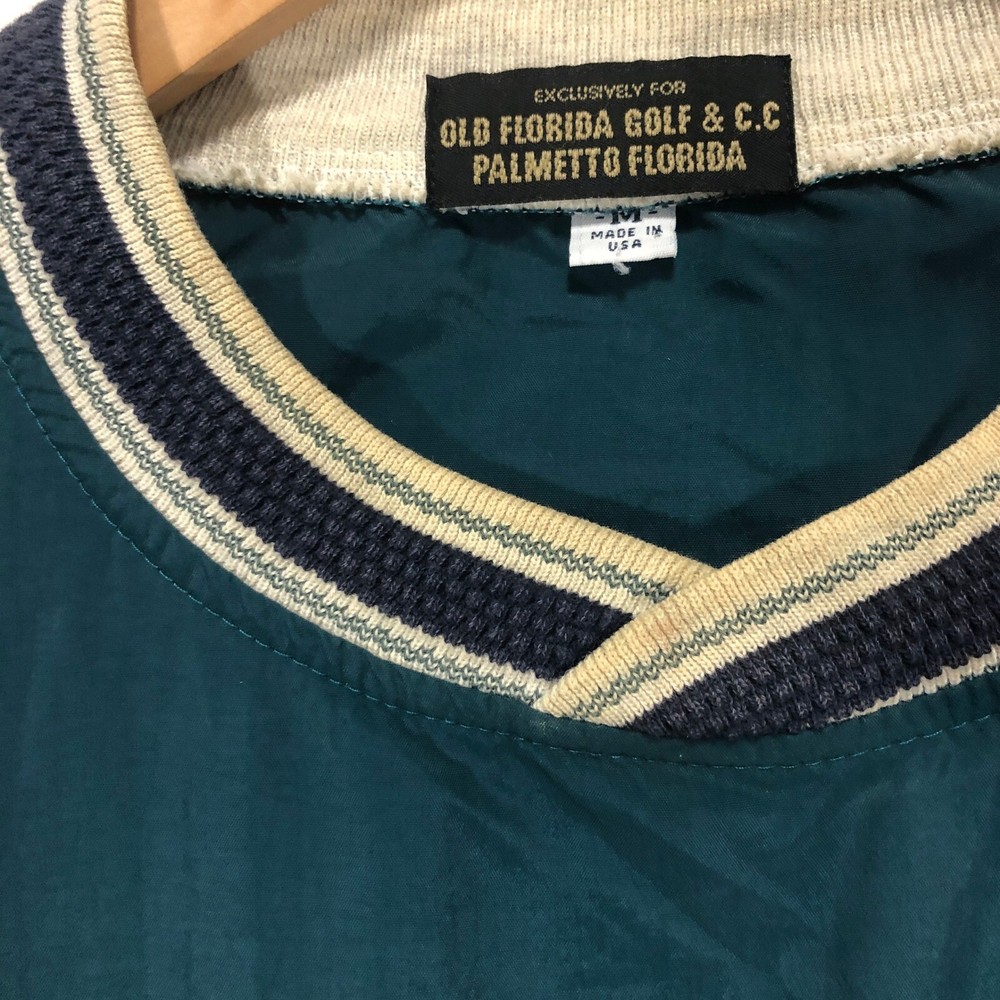 Old Florida Golf Pullover Windbreaker V-Neck Golfing Outdoors Mens M