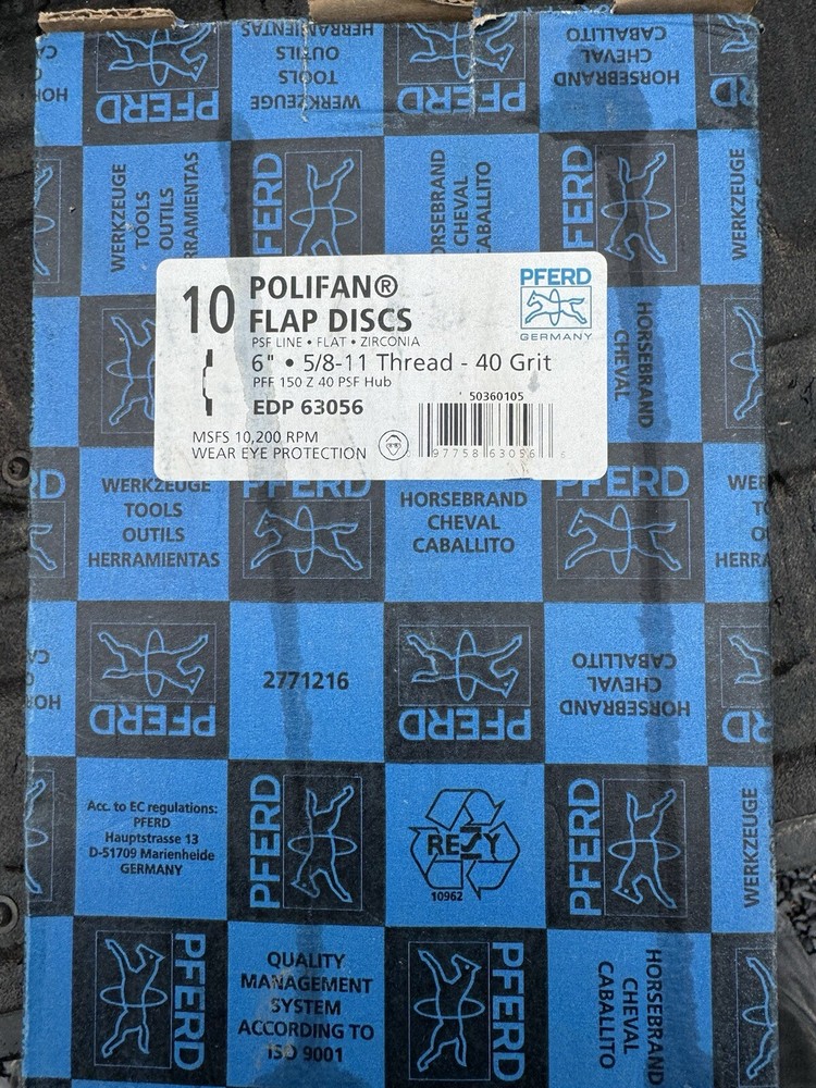 Polifan Flap Discs 6” 5/8-11 Thread 40 Grit