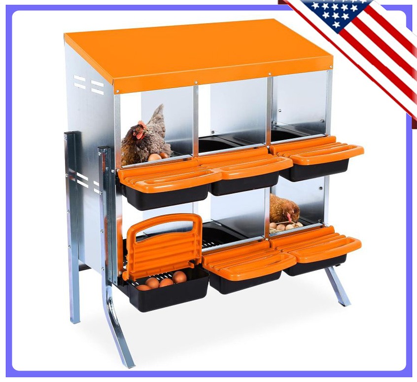 Compartment Chicken Nesting Box For Egg Laying 6 Compartments - With Stand