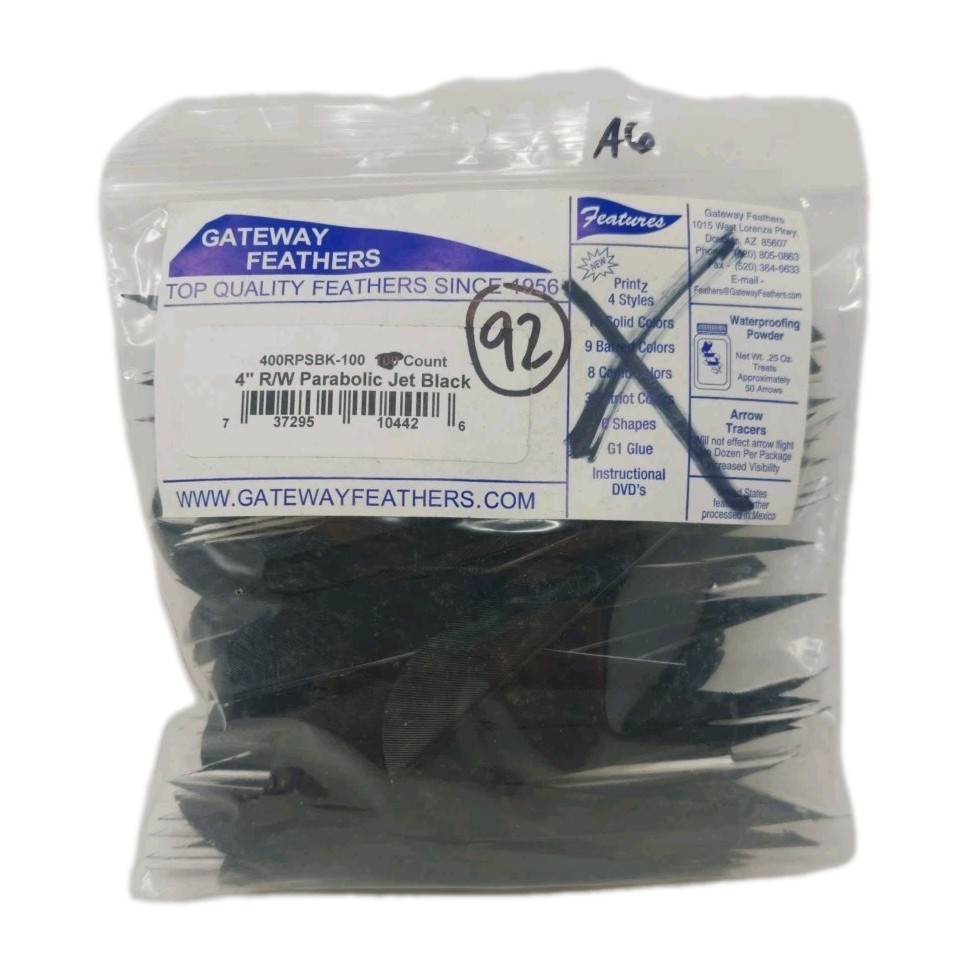 92 Count Gateway Feathers 4" Right Wing: Parabolic Jet Black