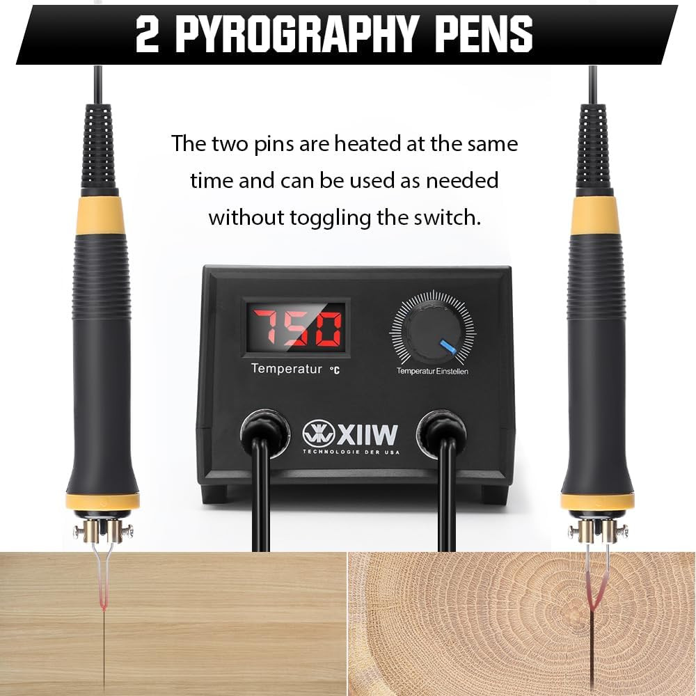 Wood Burning Kit 100W, Pyrography Machine with 2 Pyrography Pens and 33 PCS Wire
