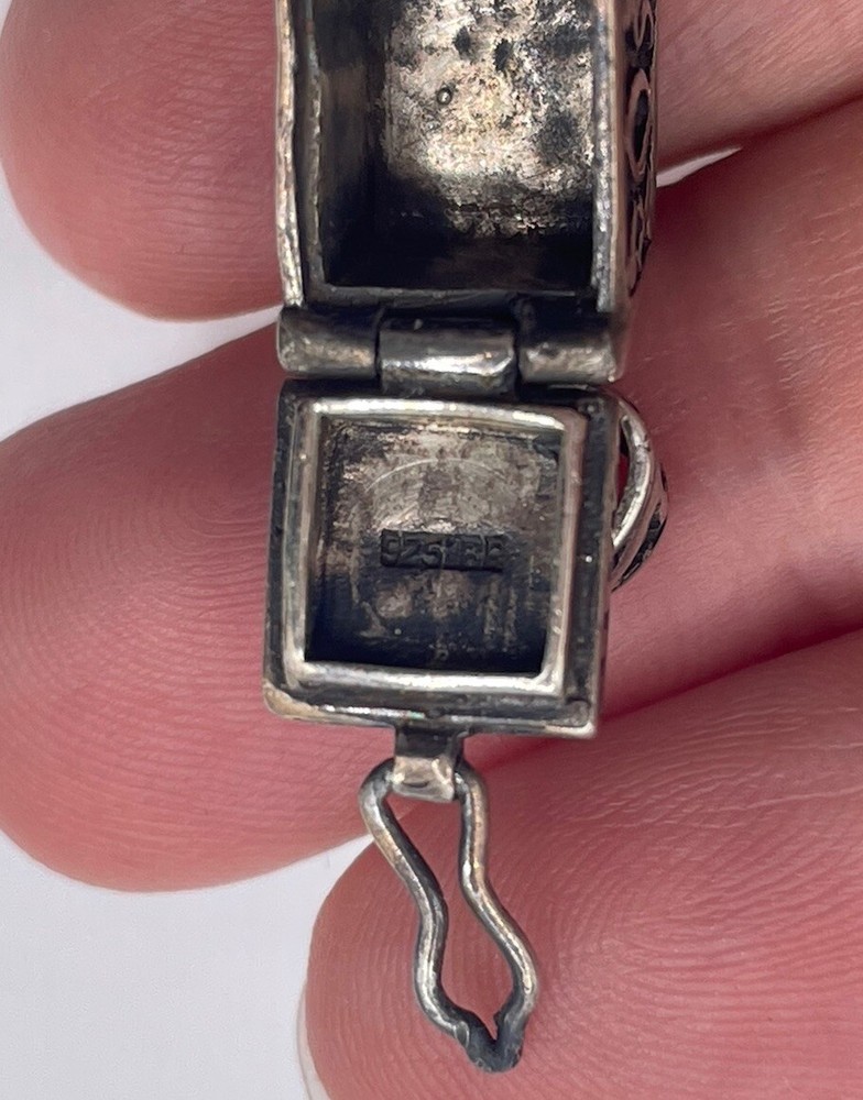 Vintage Silver Pill Box Pendant with Ornament 925