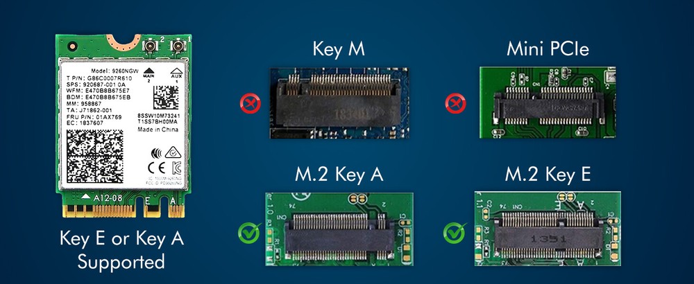 HighZer0 Electronics AC 9260 802.11ac M.2 Bluetooth 5.1 Legacy Network Card |