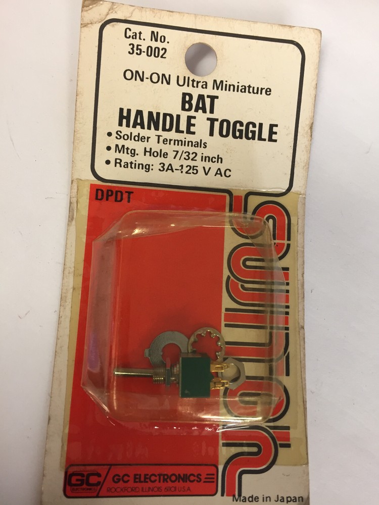 35-002 PUSH BUTTON SWITCH DPDT  ON-ON ULTRA MINI  NOS